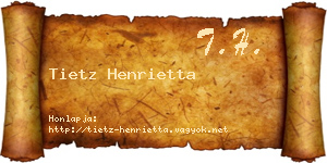 Tietz Henrietta névjegykártya